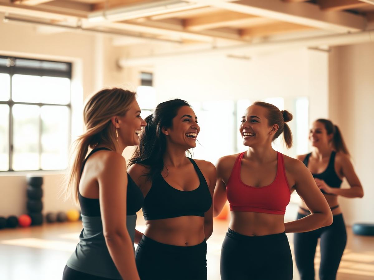 Members laughing together after a class